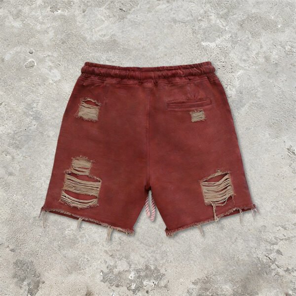 Custom Distressed Applique Graphic Fleece Shorts - Style 118805 - product detail view 2 Custom Distressed Applique Graphic Fleece Shorts - Style 118805 - product detail view 2