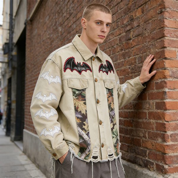 Custom Distressed Applique Workwear Jacket - Style 2BA18C - product detail view 6