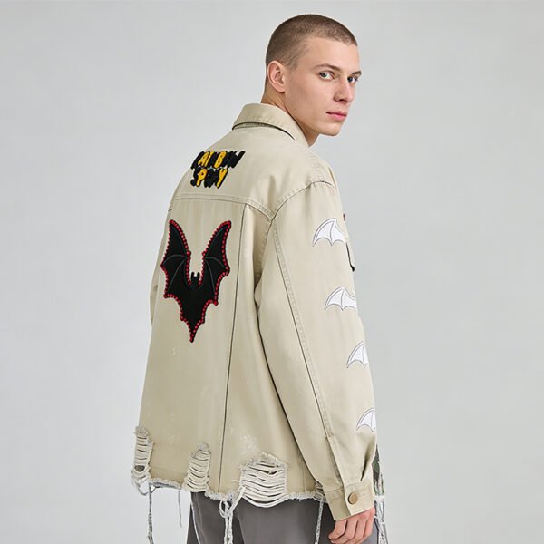 Custom Distressed Applique Workwear Jacket - Style 2BA18C - product detail view 8