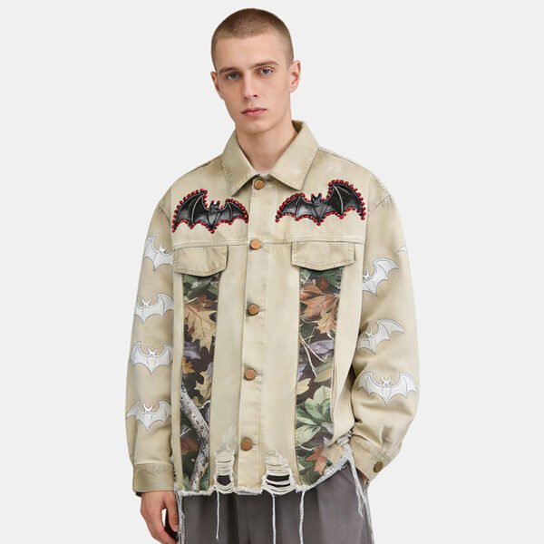 Custom Distressed Applique Workwear Jacket - Style 2BA18C - product detail view 9