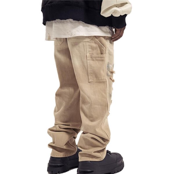 Custom Distressed Beige Denim Jeans 9B5750C - Style 9B5750 - product detail view 2
