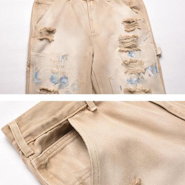 Custom Distressed Beige Denim Jeans 9B5750C - Style 9B5750 - product detail view 5