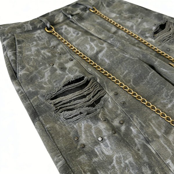 Custom Distressed Camouflage Wide-Leg Pants - Style 7B0CBD - product detail view 4 Custom Distressed Camouflage Wide-Leg Pants - Style 7B0CBD - product detail view 4