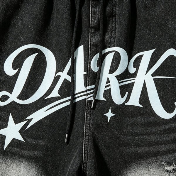 Custom Washed Graphic Distressed Capri Denim Pants - Style ED447C - product detail view 6