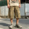 Custom Distressed Applique Cargo Capri Pants | B08A4044765D24C3 - Style B08A40 - product detail view 6