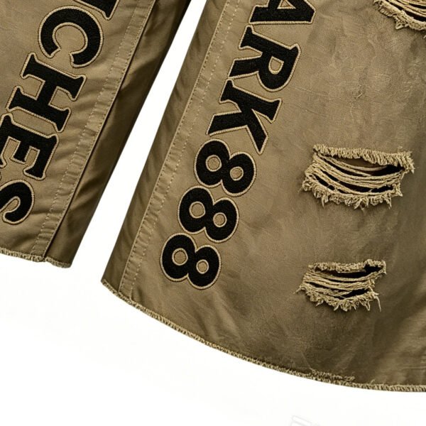 Custom Distressed Applique Cargo Capri Pants | B08A4044765D24C3 - Style B08A40 - product detail view 9