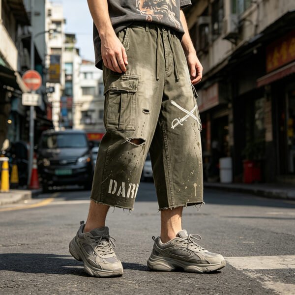 Custom Distressed Utility Cargo Pants 714-05 - Style D5ACF0 - product detail view 3 Custom Distressed Utility Cargo Pants 714-05 - Style D5ACF0 - product detail view 3
