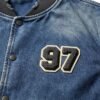Custom Distressed Collar Denim Baseball Jacket - Style 8EF579 - product detail view 3 Custom Distressed Collar Denim Baseball Jacket - Style 8EF579 - product detail view 3
