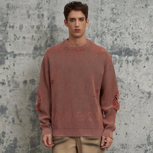 Custom Distressed Letter Crew Neck Sweater | ORI240411 - Style FA1AF6 Custom Distressed Letter Crew Neck Sweater | ORI240411 - Style FA1AF6