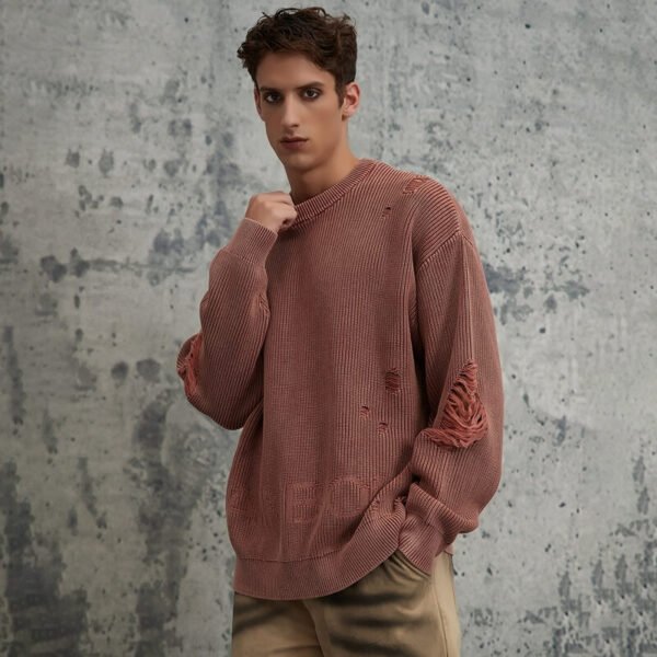 Custom Distressed Letter Crew Neck Sweater | ORI240411 - Style FA1AF6 - product detail view 4 Custom Distressed Letter Crew Neck Sweater | ORI240411 - Style FA1AF6 - product detail view 4