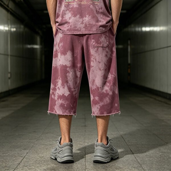Custom Distressed Spray-Dye Cropped Graphic Pants - Style 4012A7 - product detail view 5