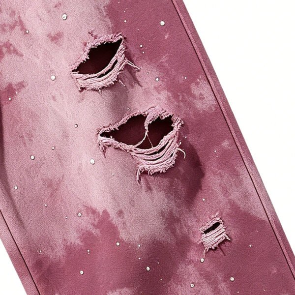 Custom Distressed Spray-Dye Cropped Graphic Pants - Style 4012A7 - product detail view 7