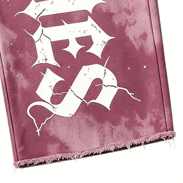 Custom Distressed Spray-Dye Cropped Graphic Pants - Style 4012A7 - product detail view 8