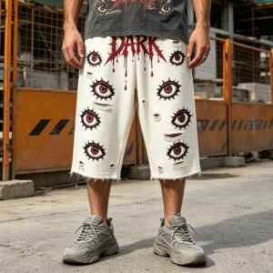 Custom Graphic Distressed Cropped Streetwear Pants - Style FB318C