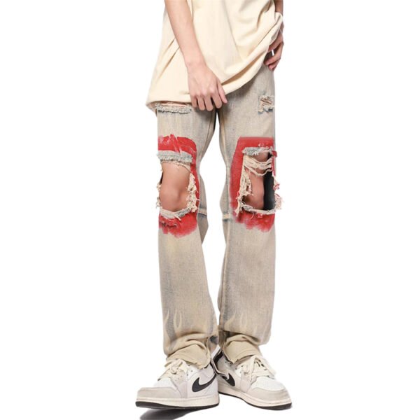 Custom Distressed Flame Panel Jeans | VWW-DNM-7918 - Style FF048E - product detail view 3 Custom Distressed Flame Panel Jeans | VWW-DNM-7918 - Style FF048E - product detail view 3
