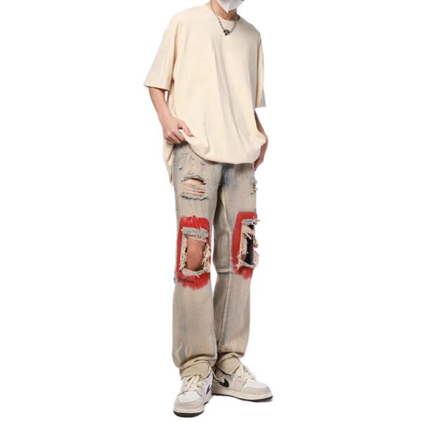 Custom Distressed Flame Panel Jeans | VWW-DNM-7918 - Style FF048E - product detail view 5 Custom Distressed Flame Panel Jeans | VWW-DNM-7918 - Style FF048E - product detail view 5