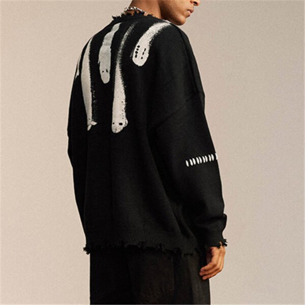 Custom Distressed Graphic Crewneck Knit Sweater VW-KN-CB7427 - Style CB7427 - product detail view 2