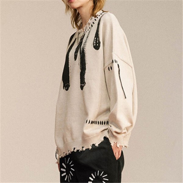 Custom Distressed Graphic Crewneck Knit Sweater VW-KN-CB7427 - Style CB7427 - product detail view 5