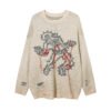 Custom Skeleton Graphic Distressed Knit Sweater 77EE - Style 77EE97 - product detail view 3