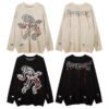Custom Skeleton Graphic Distressed Knit Sweater 77EE - Style 77EE97 - product detail view 5