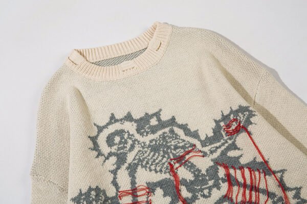 Custom Skeleton Graphic Distressed Knit Sweater 77EE - Style 77EE97 - product detail view 7