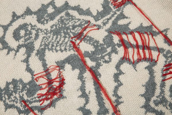 Custom Skeleton Graphic Distressed Knit Sweater 77EE - Style 77EE97 - product detail view 8