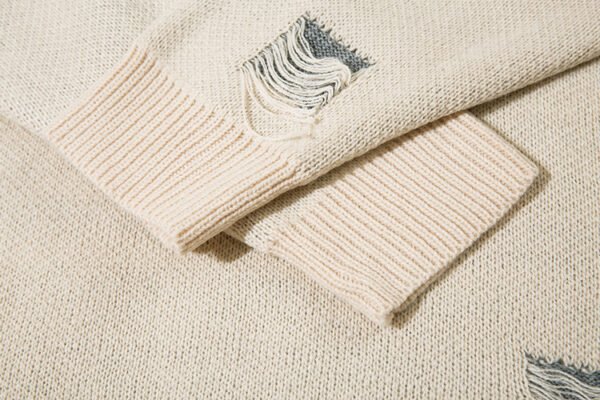 Custom Skeleton Graphic Distressed Knit Sweater 77EE - Style 77EE97 - product detail view 10