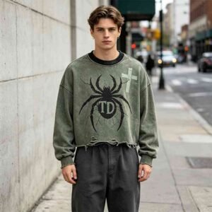 Custom Washed Distressed Graphic Long-Sleeve T-Shirt - Style 751588