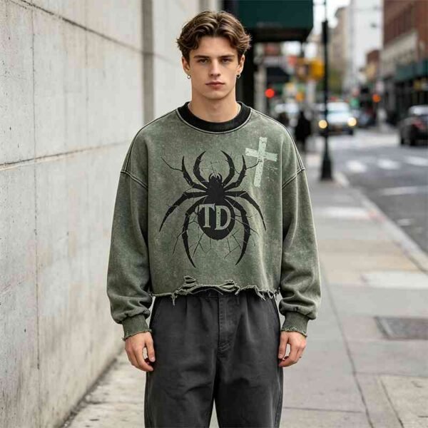 Custom Washed Distressed Graphic Long-Sleeve T-Shirt - Style 751588