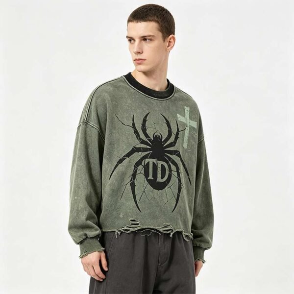 Custom Washed Distressed Graphic Long-Sleeve T-Shirt - Style 751588 - product detail view 5
