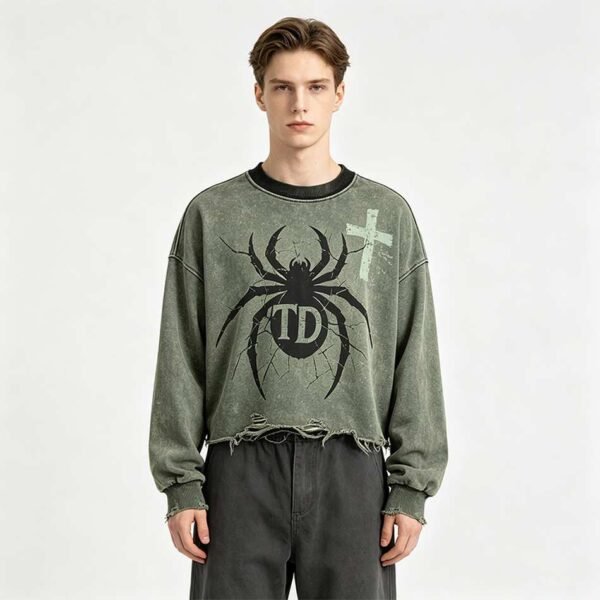 Custom Washed Distressed Graphic Long-Sleeve T-Shirt - Style 751588 - product detail view 6