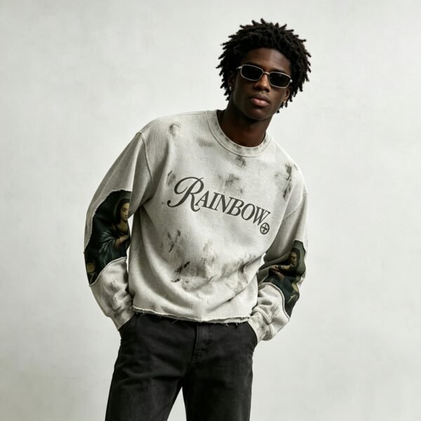 Custom Distressed Graphic Long-Sleeve T-Shirt - Style 1F9B7F - product detail view 4 Custom Distressed Graphic Long-Sleeve T-Shirt - Style 1F9B7F - product detail view 4