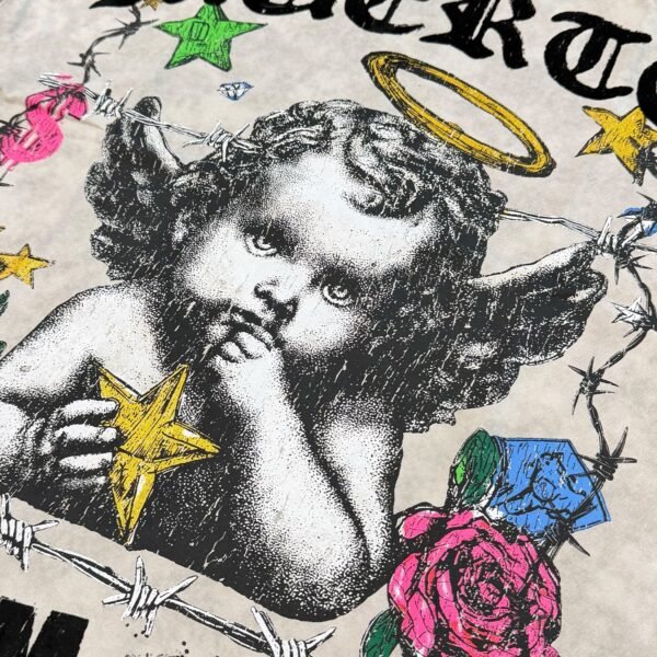 Custom Distressed Angel Graphic T-Shirt | VWT-2402 - Style AC1198 - product detail view 2