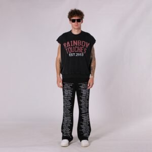Custom Acid-Wash Distressed Graphic Sleeveless Tank Top - Style C438C3