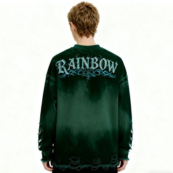Custom Distressed Green Oversized Pullover Hoodie - Style 288BDD Custom Distressed Green Oversized Pullover Hoodie - Style 288BDD