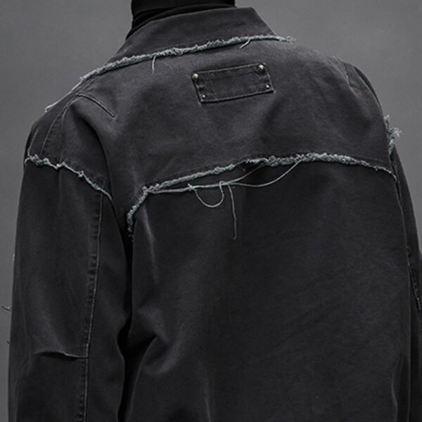 Custom Distressed Short Harrington Bomber Jacket - Style 4D52FF - product detail view 11 Custom Distressed Short Harrington Bomber Jacket - Style 4D52FF - product detail view 11