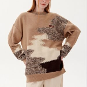 Custom Distressed Jacquard Knit Sweater - Style 8725C1