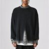 Black and grey oversized distressed knit long sleeve jersey with ripped details