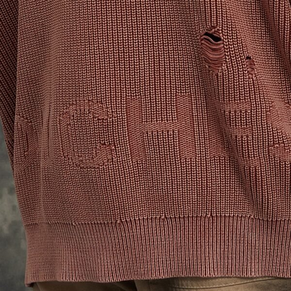 Custom Distressed Acid-Wash Crewneck Knit Sweater - Style 573DB5 - product detail view 6