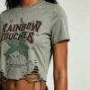 Custom Distressed Lace-Up Cropped T-Shirt - Style B38519 - product detail view 6