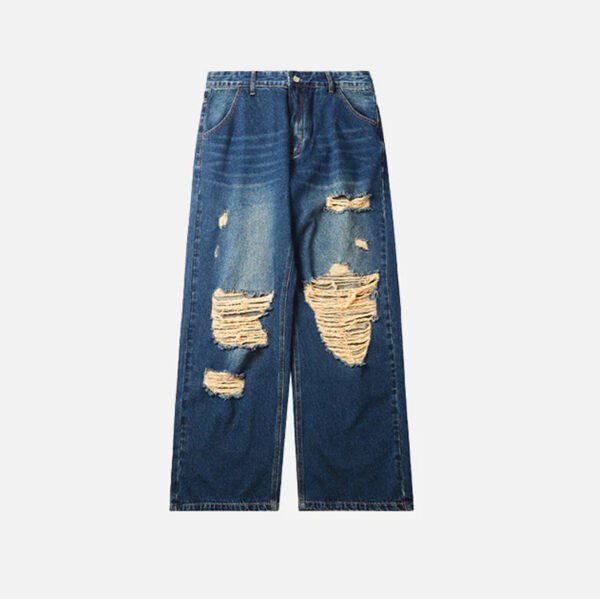 Custom Distressed Loose-Fit Denim Jeans - VW-DJ01 - Style D0A10D - product detail view 2 Custom Distressed Loose-Fit Denim Jeans - VW-DJ01 - Style D0A10D - product detail view 2