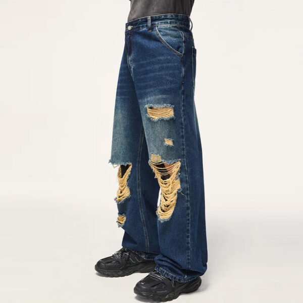 Custom Distressed Loose-Fit Denim Jeans - VW-DJ01 - Style D0A10D - product detail view 3 Custom Distressed Loose-Fit Denim Jeans - VW-DJ01 - Style D0A10D - product detail view 3