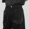 Custom Washed Distressed Panel Streetwear Shorts - Style 02B4FE - product detail view 3
