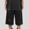 Custom Washed Distressed Panel Streetwear Shorts - Style 02B4FE - product detail view 5
