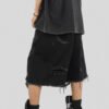 Custom Washed Distressed Panel Streetwear Shorts - Style 02B4FE - product detail view 6