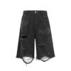 Custom Washed Distressed Panel Streetwear Shorts - Style 02B4FE - product detail view 9