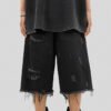 Custom Washed Distressed Panel Streetwear Shorts - Style 02B4FE - product detail view 11