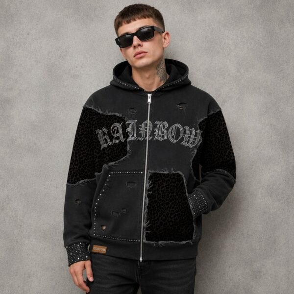 Custom Distressed Panel Zip Hoodie 36189B - Style 36189B - product detail view 5 Custom Distressed Panel Zip Hoodie 36189B - Style 36189B - product detail view 5