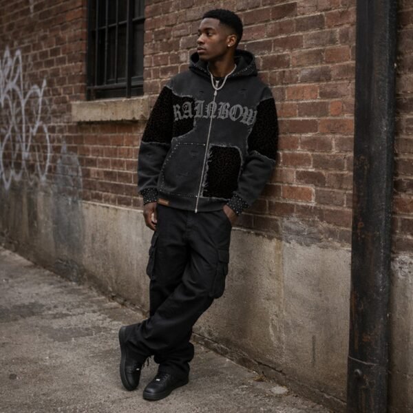 Custom Distressed Panel Zip Hoodie 36189B - Style 36189B - product detail view 6 Custom Distressed Panel Zip Hoodie 36189B - Style 36189B - product detail view 6