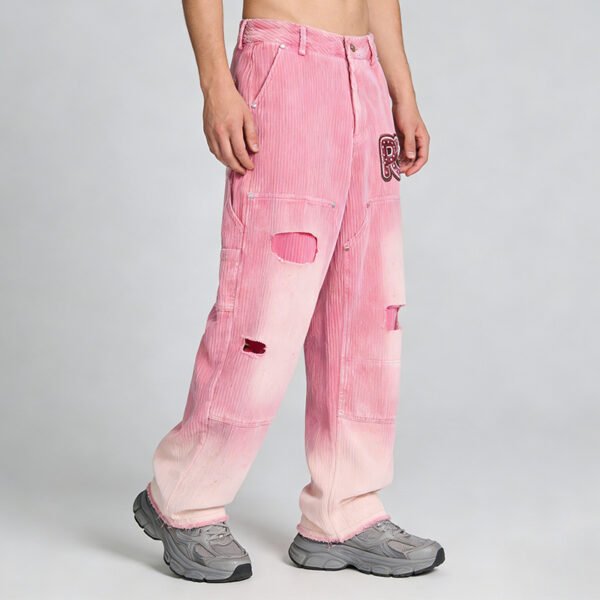 Custom Oversized Distressed Patchwork Pants - Style F6B097 - product detail view 4
